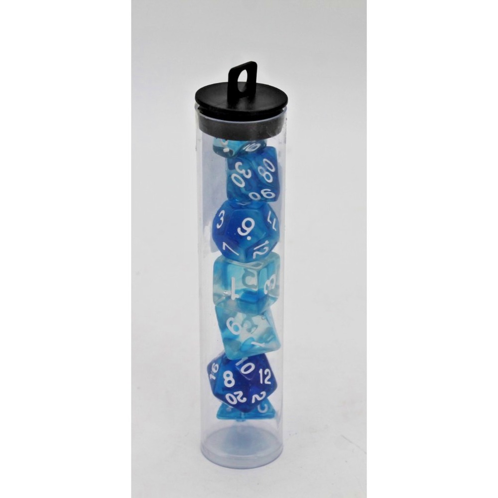 Geeknet D20 Dungeons and Dragons AD&D Translucent Blue 7-Dice Set With Container